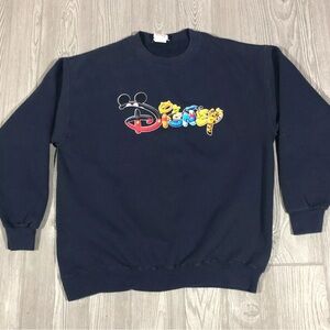 Vintage Disney Character Spellout Logo Crewneck Pullover Sweatshirt